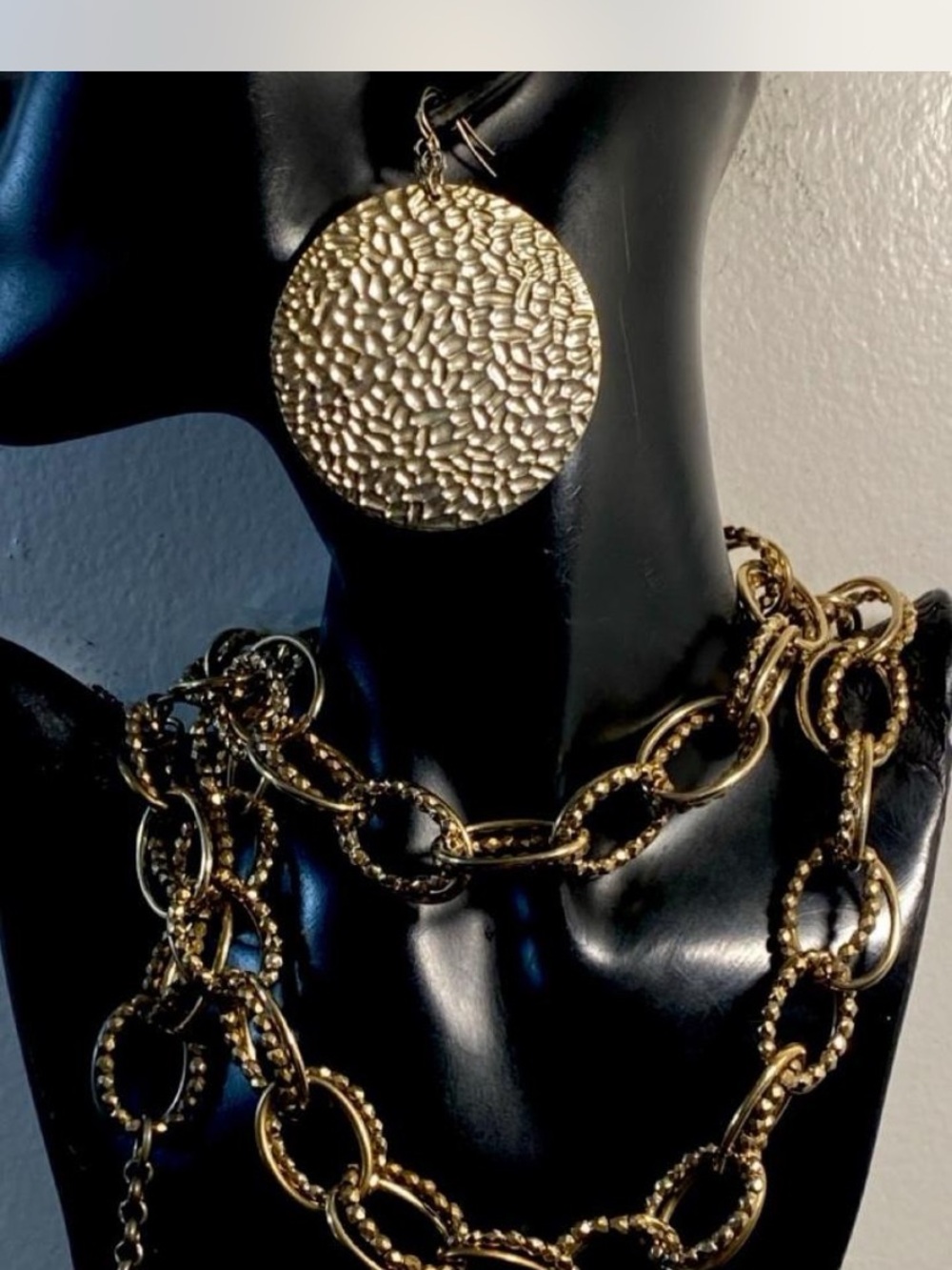 Ladies ^*^ Cummerbund ^*^ Gold-Tone Statement * Waist Chain & Earrings ***